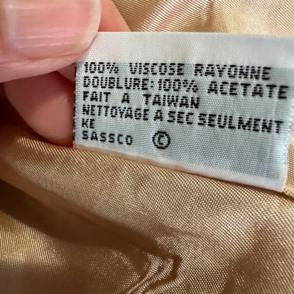 VTG Y2k Kasper ASL Skirt Suit 8 Ivory Brocade button Lined Career Classic Pocket - Picture 9 of 16